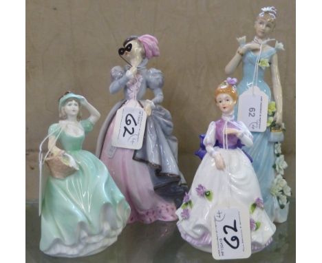 A Royal Worcester figurine "Masquerade" together with Coalport figure and two others (4)