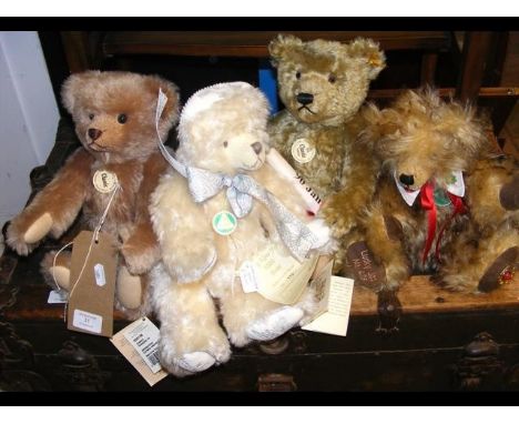 A modern Steiff Teddy Bear with growler, together with three other collectable Teddy Bears 