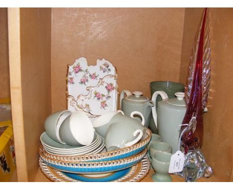 A Murano glass pheasant, Poole tea service etc