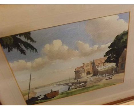 R E JORDAN, framed watercolour study, Blakeney Harbour, 20 1/2" wide including frame 