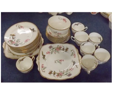 Quantity of Paragon floral and bird decorated tea wares, Pattern No 6042, comprising sandwich plates, various cups, saucers a