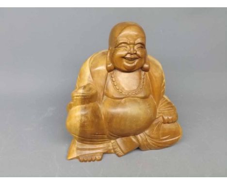 20th century carved wooden model of Buddha 