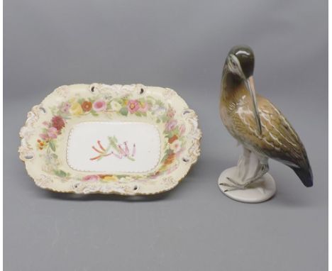 Mixed Lot: Copeland floral decorated rectangular dish, Pattern No 7845, together with a further continental model of a curlew