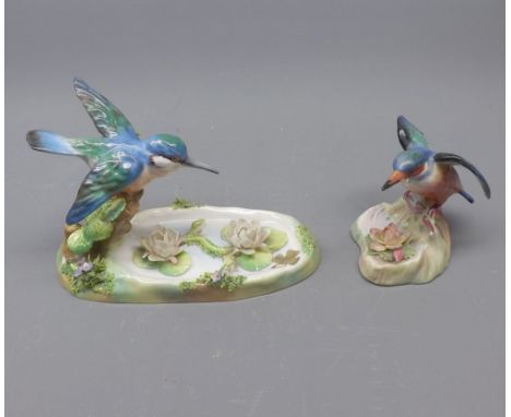 Mixed Lot: Crown Staffordshire model kingfisher and a Royal Adderley model kingfisher (2) 