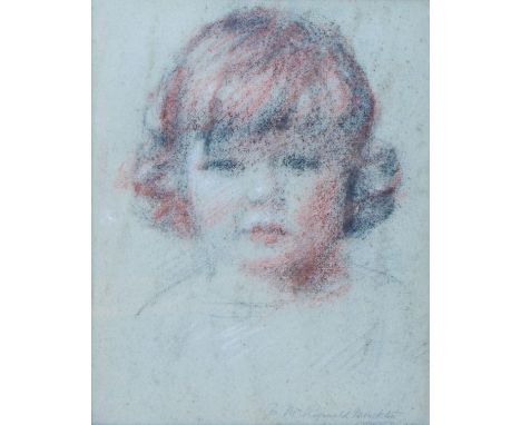 Liam Robert Simmonds - Charcoal red chalk study - Portrait of a young Anthony Reginald Le Moigne Monckton, inscribed in penci
