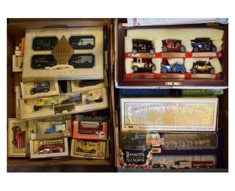 Two boxes containing a selection of die-cast and other model vehicles and planes to include; Corgi 50th Anniversary Battle of