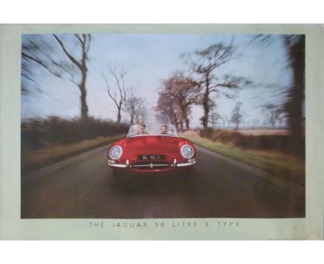 Automobilia - First Jaguar showroom poster for the E Type 1961/1962, commissioned by Jaguar from Rory Nockolds, 56.5cm x 89cm