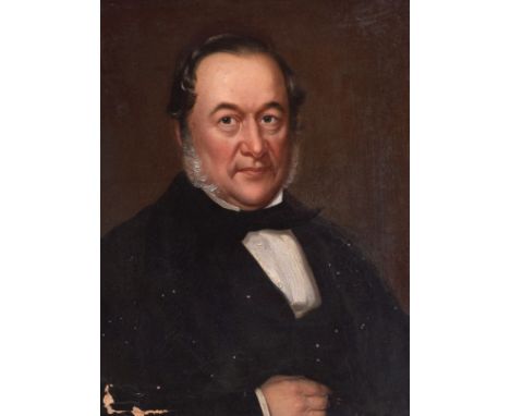 19th Century English School - Oil on canvas - Portrait of a lawyer wearing a black coat and white shirt   Condition: 