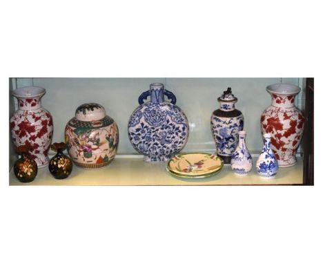 Small quantity of decorative Oriental and European ceramics (one shelf)   Condition: 