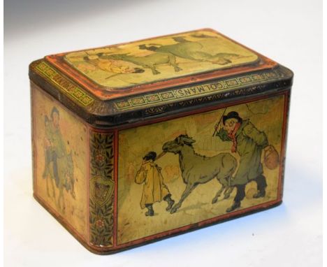 Advertising - Vintage Colman's Mustard 'Going To Market' rectangular tin with hinged cover   Condition: 