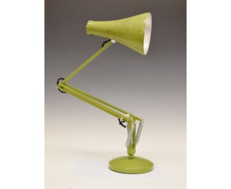 Anglepoise type table lamp with sage green powder coated metal finish   Condition: 