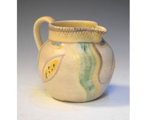 Susie Cooper painted earthenware jug having painted signature and code M71/K, 14cm high   Condition: 
