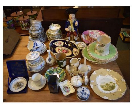 Large selection of 19th Century and later ceramics to include; Staffordshire pottery character jug modelled as The Squire, De