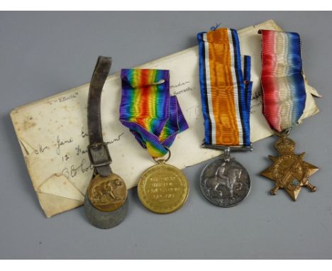 WORLD WAR I MEDALS - a star trio awarded to 2981 Pte J Evans, R W Fus, including a 14-15 star, a George V 1914-18 war medal, 