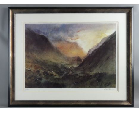 WILLIAM SELWYN coloured limited edition (254/500) print - Llanberis Pass, signed in full, 44 x 59 cms