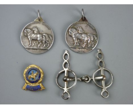 TWO SHIRE HORSE SOCIETY SILVER MEDALLIONS by Mappin & Webb, London, stamped Birmingham 1904 and 1905, 3 ozs gross, a Fattorin