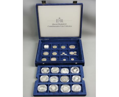 THIRTEEN SILVER QUEEN ELIZABETH II COMMEMORATIVES along with twenty further pieces of vintage silver, mainly British coinage,