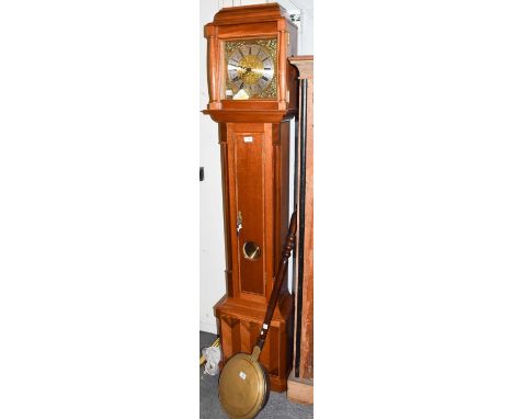 A modern inlaid longcase clock, double weight driven movement striking on two bellsCondition report: 178cm high.