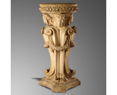 Pedestals/Plinths: A rare Manifattura di Signa terracotta pedestal  Italian, late 19th century with circular makers stamp 112