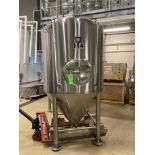 NSI NEWLANDS 304SS glycol jacketed and insulated 10 bbl (12 hl) fermenter tank with CIP spray ball