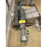 NSI NEWLANDS spent grain screw conveyor system with stainless steel piping discharge, hopper opening