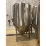 NSI NEWLANDS 304SS glycol jacketed and insulated 10 bbl (12 hl) fermenter tank with CIP spray ball