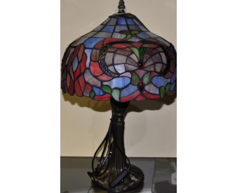 A Tiffany style coloured glass lamp, h:50cm