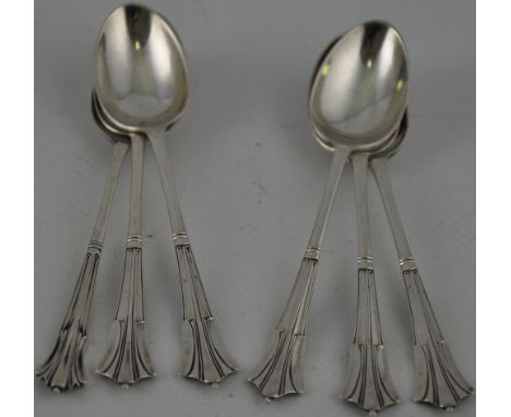 A set of six solid silver tea-spoons hallmarked Sheffield 1903