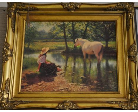 The New Pony, oleograph on board signed Tony Sheath. 16 x 50cm