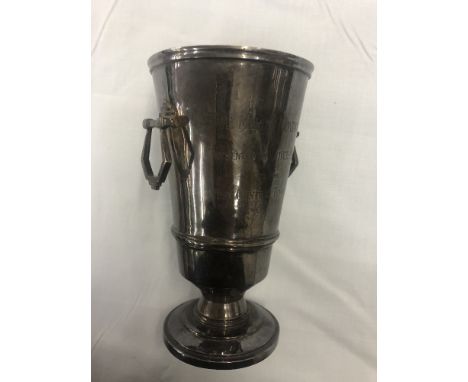 An art deco hallmarked silver trophy cup, tennis inscription weight 371 grams