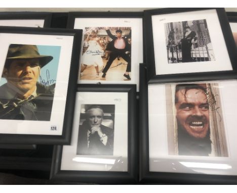 Five framed autographed photos, Harrison Ford, John Travolta, Dennis Hopper, Liza Minnelli &amp; Jack Nicholson 