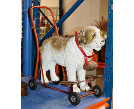 VINTAGE TRIANG ST BERNARD DOG PUSH TOY   