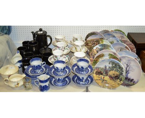 Ceramics - Ulster ceramics coffee pot, milk jug, sucrier mugs; collectors plates; Blue and White teawares; etc qty