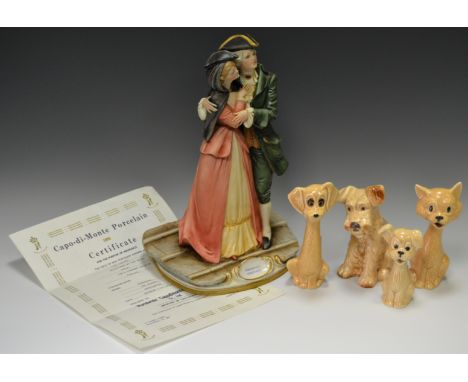 A Capo di Monte group, The Lovers by Meilo (£120 in 1975); 5 sylvac animals