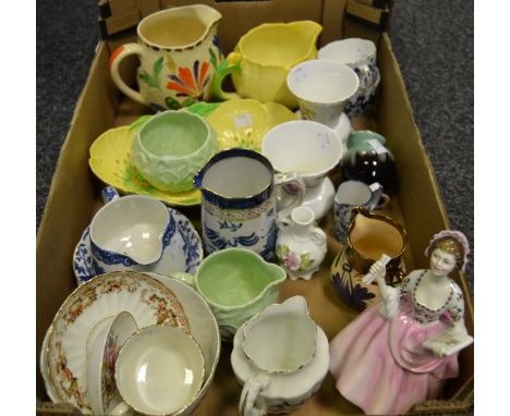 Ceramics - a Carltonware buttercup dish, a conforming milk jug; a Booths Real Old Willow pattern jug; a Royal Doulton Ballad 