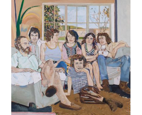 Louis Turpin (born 1947), family portrait, oil on canvas, 95cm x 105cm, framed . Condition Report:Good condition, no canvas d