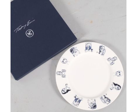Tracey Emin (born 1963), untitled 2023 (The Doors), silkscreen print on fine bone china plate (cobalt blue and black), signed