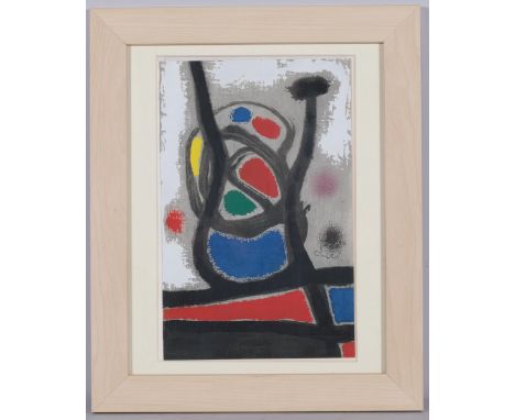 Joan Miro, abstract, pochoir, 1967, printed by Jacomet, sheet 31cm x 20cm, framed . Condition Report:Good condition