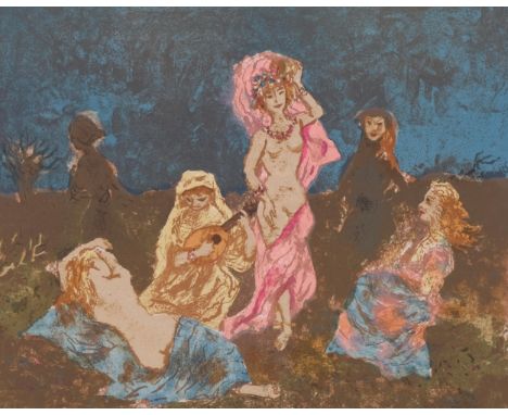 Roland Oudot, pastoral, original lithograph, signed in pencil, no. 101/175, image 32cm x 40cm, framed . Condition Report:Ligh