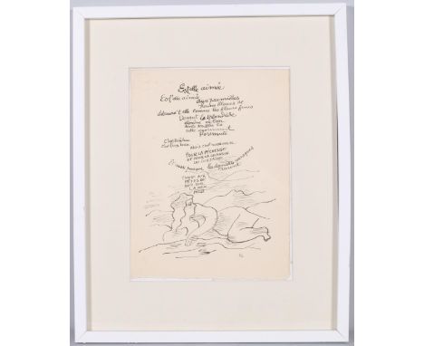 Fernand Leger, 2 original lithographs, concrete poems, 1949, and 1 lithograph from Verve, circa 1930s, face, framed (3) . Con