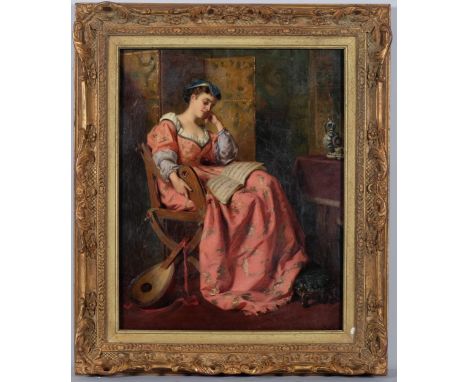 Edward Charles Barnes (active 1856 - 1882), portrait of a musician, oil on canvas, 53cm x 44cm, framed . Condition Report:Goo