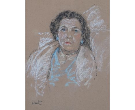 Attributed to Walter Richard Sickert (1860 - 1942), portrait of a woman, coloured pastels, signed, 34cm x 23cm, framed . Cond