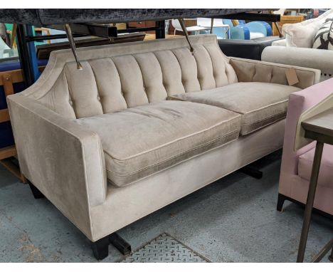 SOFA, 180cm x 83cm D x 83cm H, velvet upholstery with a buttoned back. 