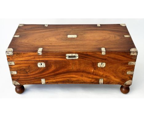 TRUNK, 19th century Chinese Export camphorwood and brass bound with rising lid and carrying handles, 97cm W x 50cm H x 48cm D