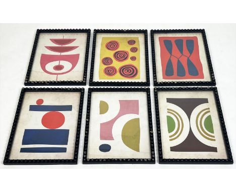 AFTER ALEXANDER CALDER (1898-1976), a set of six lithographs, in ebonised bobbin frames, each 48cm x 36cm overall. (6) 