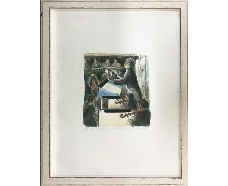 JANE CORSELLIS, NEAC, RWS, RCA (B.1940), 'The conductor at the ENO', lithograph, 64cm x 47cm, signed titled and numbered penc