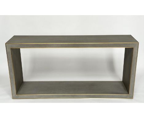 CONSOLE TABLE, faux shagreen rectangular with undertier, 170cm W x 40cm D x 82cm H. 