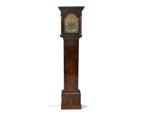 A walnut eight day longcase clock, by Thomas Martin, London, first quarter 18th century, with moulded cornice above pilasters