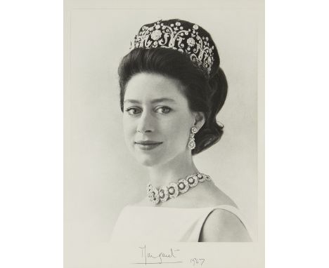 HRH The Princess Margaret, Countess of Snowdon, a signed photographic portrait, signed in ink on mount Margaret 1967, in a mo