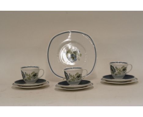 A collection of Susie Cooper "Glen Mist" pattern teaware, comprising cake plate, sugar bowl, cream jug, six side plates, six 